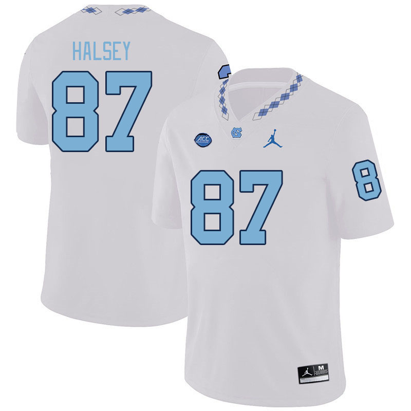 Men #87 Cort Halsey North Carolina Tar Heels College Football Jerseys Stitched Sale-White